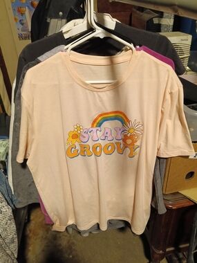 Kids "Stay Groovy" Graphic Tee - Peach
